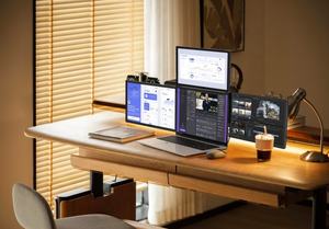 Moniteur portable pliable à <span class=keywords><strong>double</strong></span> écran quadruple 13 pouces 1080P FHD, triple extension d'écran pour <span class=keywords><strong>PC</strong></span>, support intelligent pour jeux - Product Image 4