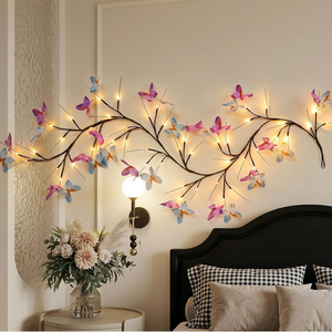 Lumière LED en rotin, forme flexible, papillon, fleur, Noël, intérieur, télécommande, pour décoration intérieure, ambiance romantique - Product Image 1