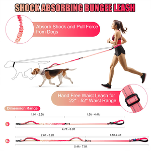 Laisse de sécurité pour chien en nylon réfléchissant robuste avec double poignée et attache ceinture de sécurité, laisse mains libres anti-traction pour l'entraînement - Product Image 3
