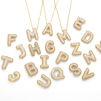ASJEWELRY Chunky 26 Letras Nombre Personalizado Collares 18K Chapado en Oro Burbuja Inicial Collar para Mujer 2408 nkeb798