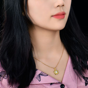 YILUN Pendentif <span class=keywords><strong>fleur</strong></span> d'été classique pour femme Zircon cubique plaqué or Pendentif à breloque en argent sterling 925 Bijoux - Product Image 5