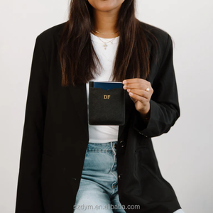 Porte-passeport personnalisé de luxe minimaliste en cuir PU fin, étui pour passeport, portefeuille pour passeport, pour les voyages en avion, porte-cartes de visite - Product Image 2