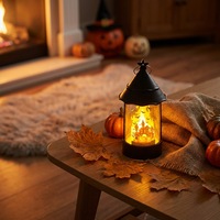 Wondise Halloween Projection Snow Globe Timer Baterai Dapat Dioperasikan Lampu Berputar Air Berkilauan Patung Lentera Lampu Suasana Kastil