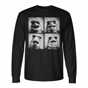 T-shirt à manches longues avec requins et lunettes de soleil, animaux marins cool, humour, Meme - Product Image 2
