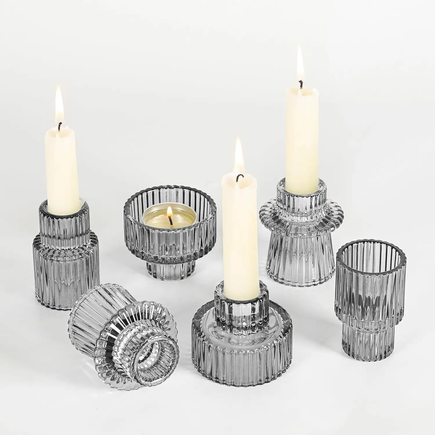 Castiçal de vidro cônico para mesa, castiçal Tealight para peças centrais e parte de jantar