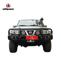 Pare-buffle avant en acier avec lame ronde, plaque de montage pour treuil et éclairage LED multiple, compatible Nissan Patrol Y61, protection avant tout-terrain