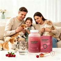 Complément alimentaire pour chiens et chats à base de canneberge pour le soutien urinaire, marque privée OEM ODM, poudre et capsules naturelles pour la santé de la vessie