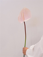 Violet grand Anthurium Andraeanum plante vraie touche artificielle fleur de mariage centres de table avec tige pour la décoration de table