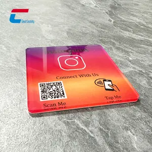 Programme google nfc review tag Ntag 213 acrylique nfc menu display tag for Order / Good google review