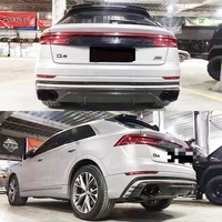 BTC Offres Spéciales Kit Carrosserie en Fibre de Carbone pour Audi Q8 : Lame Avant, Garniture de Pare-chocs Avant, Lame Arrière, Spoiler et Sortie d'Échappement, Compatible Kit Abt