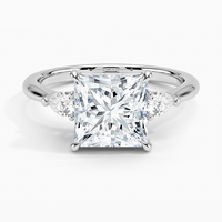 Dainty Jewelry 925 Sterling Silver Princess Cut Diamond Three-Stone Setting Zircon Promise Rings for Women
