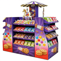 Présentoir de sol en carton ondulé personnalisé à 4 faces, empilable, pour promotion en magasin, présentoir de palettes en papier PDQ