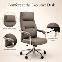 Chaise de bureau exécutive ergonomique en cuir moderne à dossier haut avec fonction de massage pivotante pour la maison, le bureau et l'école