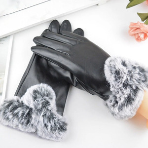 Warm Winter Eco-Friendly <b>Fur</b> Lined Leather <b>Gloves</b> Cold Weather Fashion Outdoor Wrist Length Casual Party Use - Product Image 6