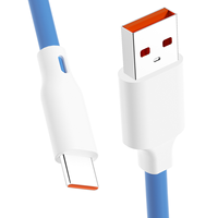 Kabel USB A ke C Pengisian Cepat Tembaga Murni 100W 120W 5A Silikon untuk Komputer & Printer