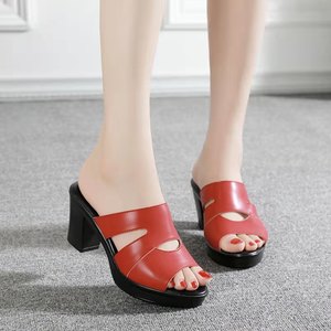 Casual Heeled <b>Sandals</b> for Plus Size Women Retro Summer Trendy Thick-Heeled Mom High-Heeled Waterproof Platform - Product Image 3