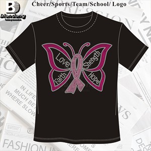 La migliore vendita di nastro rosa con Strass Transfer Design personalizzato con ali Bling borchie Strass con Strass trasferimento di diamanti per maglietta - Product Image 2