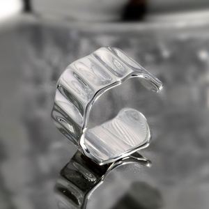 Dylam Metallic Style Fashion 925 <b>Sterling</b> <b>Silver</b> Jewelry <b>Adjustable</b> Wedding Women Folds Irregular Rhodium Plated <b>Ring</b> - Product Image 2