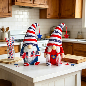 Figuras de gnomos del Día de la Independencia, muñecos de peluche rojos, blancos y azules, decoración de mesa para el hogar de estilo americano, adornos para fiestas - Product Image 5