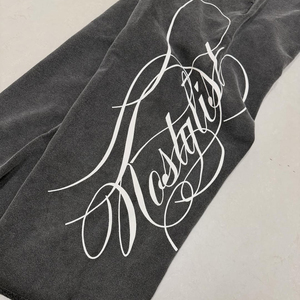 กางเกงวอร์มทรงหลวมขาบานสไตล์วินเทจผ้าฝ้ายเฟรนช์เทอร์รี่แบบสั่งทำพิเศษจาก QYOURECLO ล้างสีแบบแอซิดวอชสำหรับผู้ชาย - Product Image 3