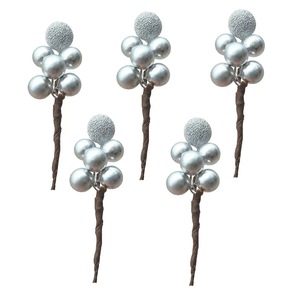 Cadena de cuentas de vidrio doradas y plateadas de 9 cm, decoración navideña de espuma, bayas de bayas de la bahía simuladas para caja de regalo de boda - Product Image 3