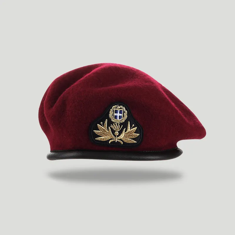 Logo personalizzato caldo in lana e pelle berretto regolabile per gli uomini tattico ricamato distintivo berretto Boina