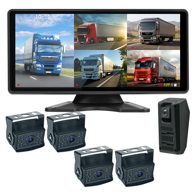 IPoster 10.36" Touch Screen 5ch DVR Monitor Split Screen 360 View Dash Front Side Rear View Cameras 1080P 12-36v for Truck Rv