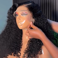 Venta al por mayor SDD Natural Pixie rizado encaje Frontal peluca suelta onda profunda pelo humano HD encaje Frontal pelucas para mujeres negras