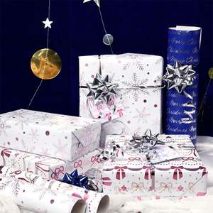 Alta calidad al por mayor 80g papel tisú metálico de Navidad 43*300cm regalo de lujo personalizado cumpleaños embalaje rollo de papel de regalo - Product Image 3