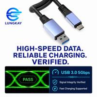 LUNGKAY Kabel USB 3.0 Aktif Tipe A ke Tipe C 60W 5Gbps untuk Kamera Jaringan, Komputer, Hard Drive Portabel, Hub, Headset VR