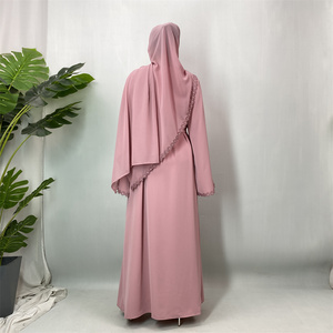 Factory Custom Modest Floral Lace <strong>Abaya</strong> with Cute Flower String for Women <strong>Girls</strong> in Summer (14820) - Product Image 5