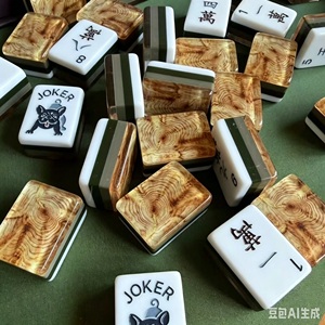 Ensemble de tuiles de mahjong américain de luxe, 160 tuiles, 4 couches, en acrylique gravé, vert cyprès, portable, écologique, décoration d'intérieur, pour joueurs - Product Image 4