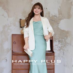 Haut en satin sans bretelles pour femmes grandes tailles Happy Plus, couleur unie vert verre, chemisier N9181-1 - Product Image 2