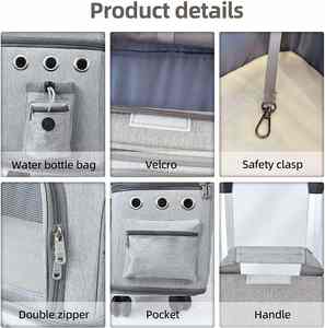 समायोज्य वाटरप्रूफ ऑक्साइड डबल पालतू वाहक बैकपैक आरामदायक यात्रा ट्रॉली छोटे बिल्लियों कुत्तों के लिए पोर्टेबल आउटडोर - Product Image 2