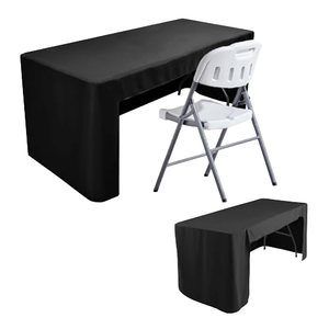 Fitted Black Modern Durable Water Resistant Polyester 72x30 Inch Rectangle Tablecloths for Weddings Parties Trade Shows - Product Image 1