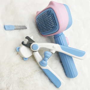 Kit perawatan hewan peliharaan desain cantik untuk anjing dan kucing sikat Kombo 2 in 1 dan pemotong kuku set perawatan dan perontok kucing - Product Image 3