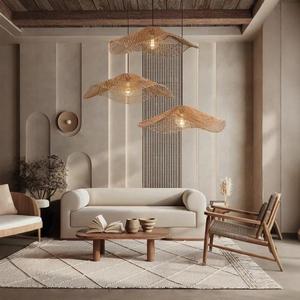 Rattan Chandelier Oval E27 LED Pendant <b>Light</b> For Living Room Bedroom <b>Dining</b> Room - Product Image 1