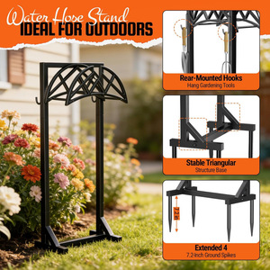 Soporte para manguera de jardín, estante de almacenamiento independiente para exteriores, con capacidad para 150 pies de manguera, soporte metálico para patios y céspedes. - Product Image 3
