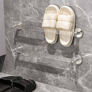 Bathroom Slipper <b>Rack</b> <b>Wall</b> Mounted 50Cm Translucent Gray Silver With Glacier Pattern For Storage Shelf - Product Image 3
