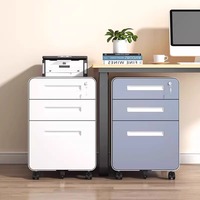 Classeur mobile blanc moderne à 3 tiroirs avec serrure et roulettes Design à coins arrondis pour le bureau ou la maison