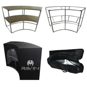 hot sale foldable portable promotion table display counter stand oval trade show exhibition pop up hard case aluminum fold