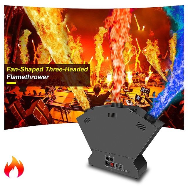 SHTX Factory DMX512 Controlled 3-Head Flame Jet Stage Special Effects Machine for Clubs Live Events Fire Flame Machine Moving