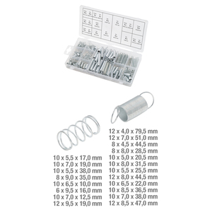 Assortiment de ressorts industriels de 200 pièces avec des styles de bobines plates en acier inoxydable en acier inoxydable - Product Image 1
