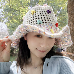 Chapeau de pêcheur en fourrure pour femme, nouveau modè<span class=keywords><strong>le</strong></span> été 2025, visage apparent, petite couleur, vacances à la plage, grand bord, pare-soleil - Product Image 1