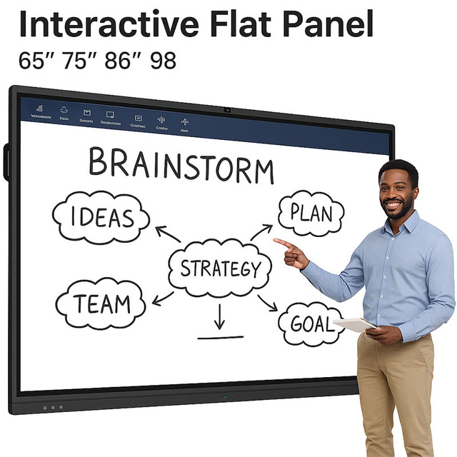 Direct Sale 75 Inch Smart Smooth Writing Whiteboard 4K Interactive Digital Board Meeting Room 40-Point Touch Gesture Erasure