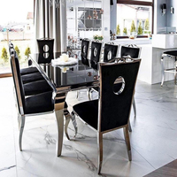 Table à manger de luxe avec 4 chaises, ensemble table et chaises pour salle à manger, chaises en cuir pour table à manger