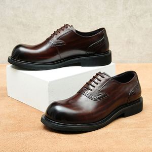 New Color-able Leather <b>Shoes</b> Breathable Durable Oxford Lace-Up Business Casual <b>Shoes</b> <b>Height</b> <b>Increasing</b> Feature Autumn Waterproof - Product Image 1
