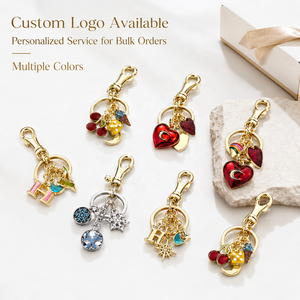 Porte-clés pendentif cerise en cristal tendance pour femme, accessoire <span class=keywords><strong>de</strong></span> luxe pour sac et clés <span class=keywords><strong>de</strong></span> voiture, bijou cadeau, vente en gros - Product Image 2