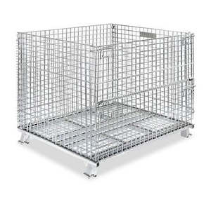 سلة أسلاك معدنية للخدمة الشاقة مع عجلات قابلة للطي صندوق تفريغ لعرض التجزئة للتخزين - Product Image 5