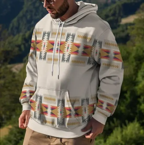 CUSTOM Western Indian Aztec Inspired Print Hoodies Plus Size Men's Hoodies Sweatshirts 100% Polyester Hoodie For Sublimation